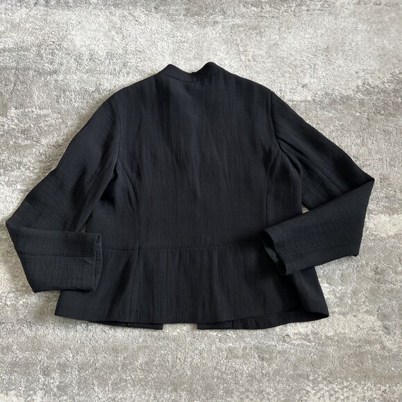 Eileen Fisher Blazer Jacket Womens Small Rayon Silk Textured Hook & Eye Black - Picture 7 of 7